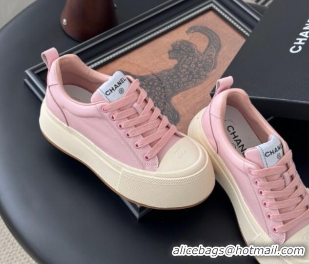 Popular Style Chanel Calfskin Platform Sneakers Pink 2025 CH041709
