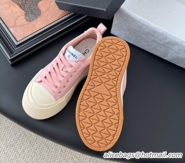 Popular Style Chanel Calfskin Platform Sneakers Pink 2025 CH041709