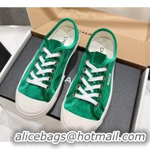 Top Design Chanel Velvet Sneakers Green 2025 CH041711