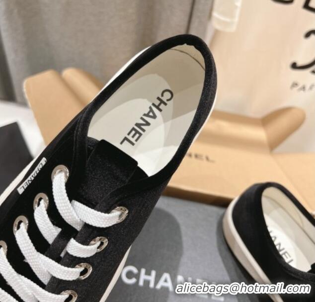 Low Cost Chanel Velvet Sneakers Black 2025 CH041711
