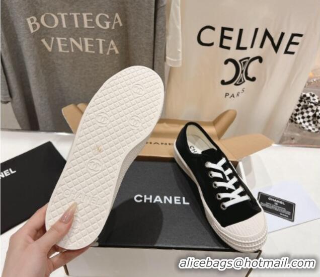 Low Cost Chanel Velvet Sneakers Black 2025 CH041711