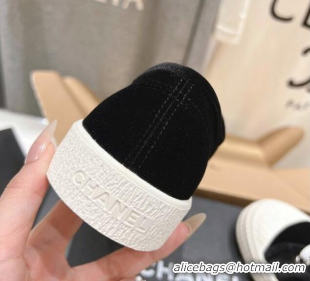 Low Cost Chanel Velvet Sneakers Black 2025 CH041711