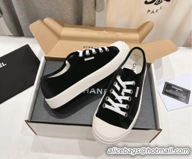 Low Cost Chanel Velvet Sneakers Black 2025 CH041711