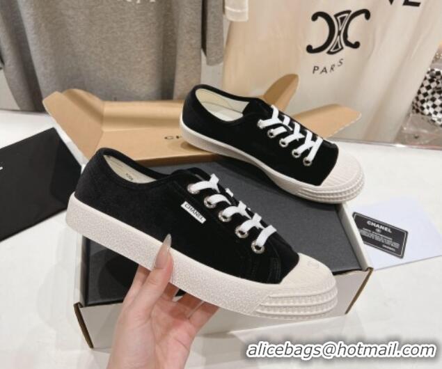 Low Cost Chanel Velvet Sneakers Black 2025 CH041711