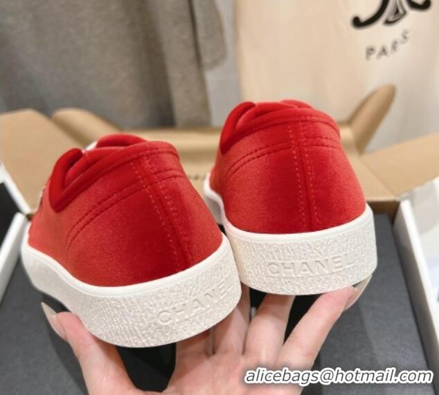Top Grade Chanel Velvet Sneakers Red 2025 CH041711