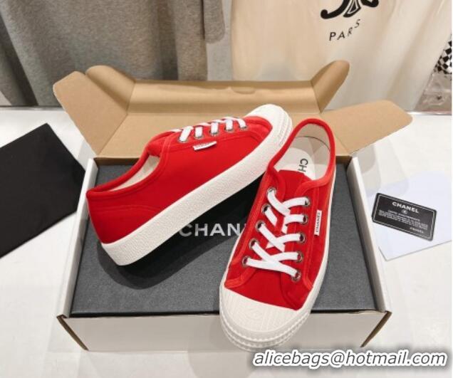 Top Grade Chanel Velvet Sneakers Red 2025 CH041711