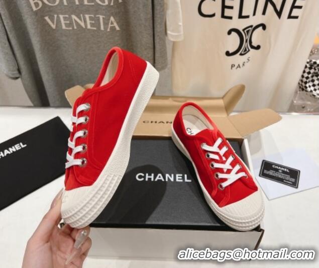 Top Grade Chanel Velvet Sneakers Red 2025 CH041711