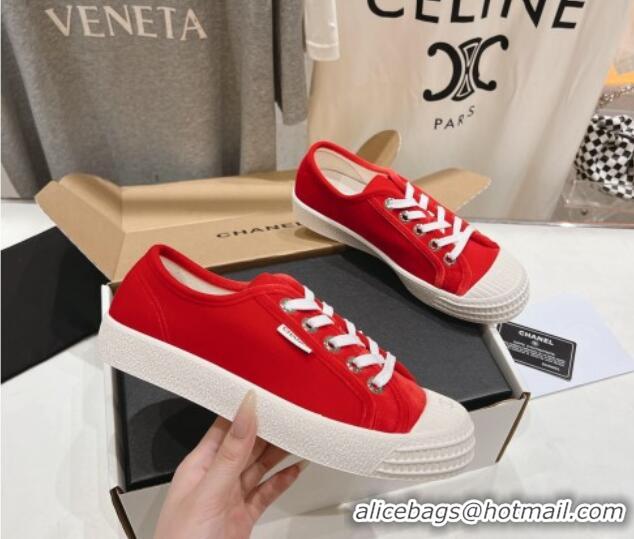 Top Grade Chanel Velvet Sneakers Red 2025 CH041711