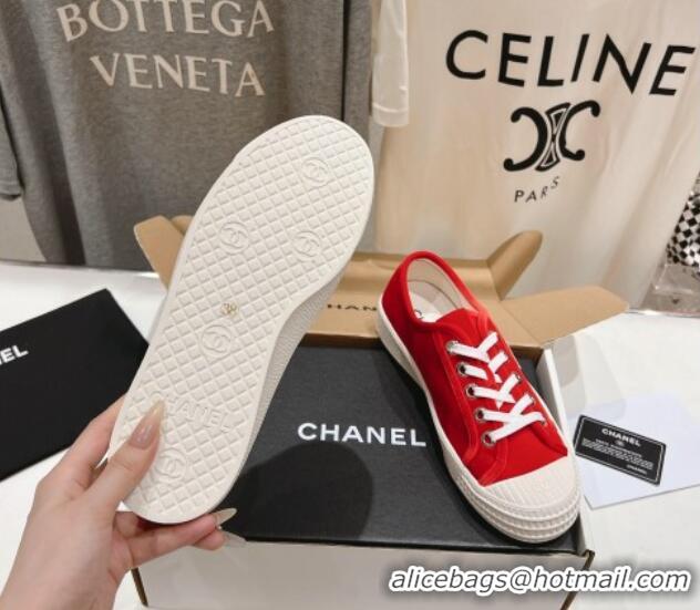 Top Grade Chanel Velvet Sneakers Red 2025 CH041711