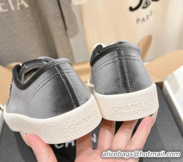 Good Looking Chanel Velvet Sneakers Grey 2025 CH041711