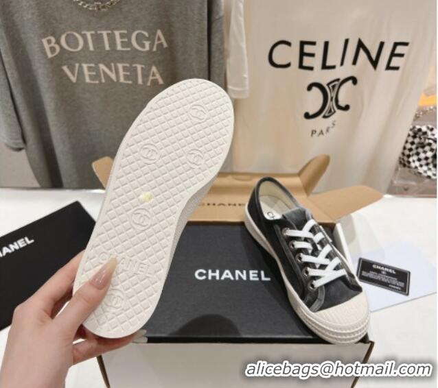 Good Looking Chanel Velvet Sneakers Grey 2025 CH041711