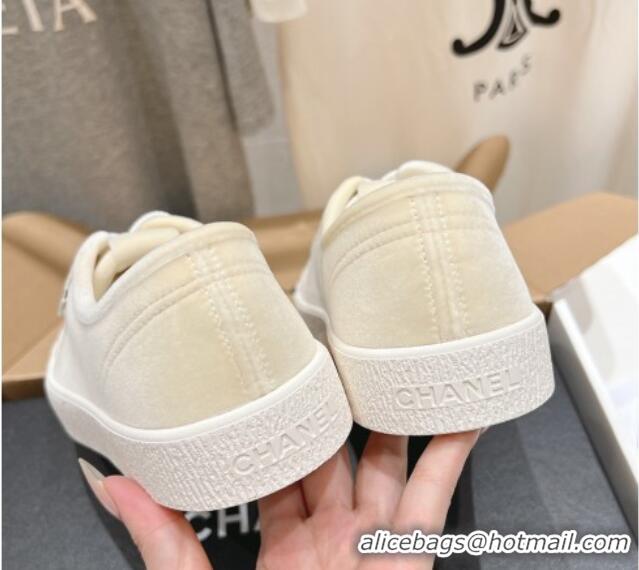 Sophisticated Chanel Velvet Sneakers Light Yellow 2025 CH041711