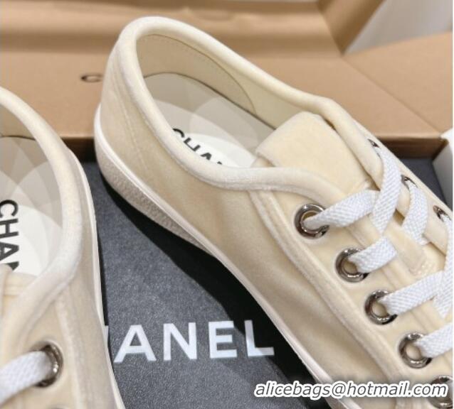 Sophisticated Chanel Velvet Sneakers Light Yellow 2025 CH041711