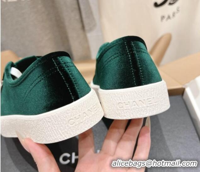 Luxurious Chanel Velvet Sneakers Dark Green 2025 CH041711