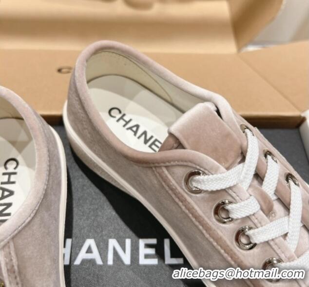 Sumptuous Chanel Velvet Sneakers Grey 2025 CH041711