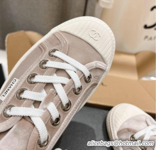 Sumptuous Chanel Velvet Sneakers Grey 2025 CH041711
