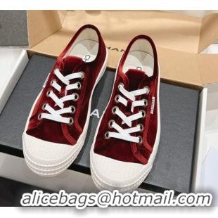 Top Grade Chanel Velvet Sneakers Burgundy 2025 CH041711