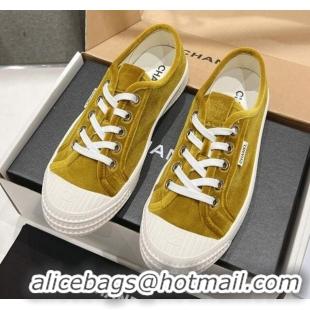 Hot Style Chanel Velvet Sneakers Yellow2 2025 CH041711