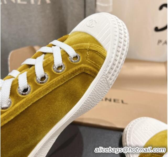 Hot Style Chanel Velvet Sneakers Yellow2 2025 CH041711