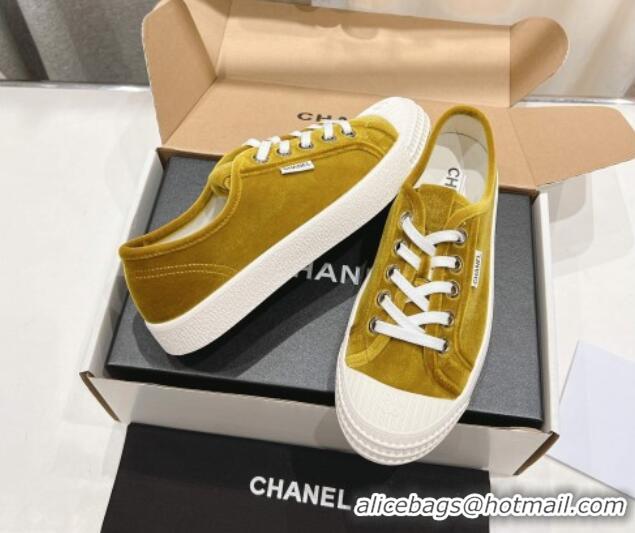 Hot Style Chanel Velvet Sneakers Yellow2 2025 CH041711