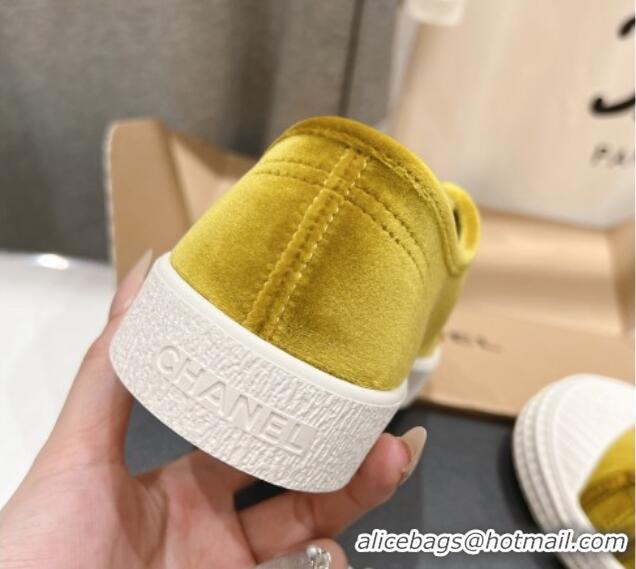 Hot Style Chanel Velvet Sneakers Yellow2 2025 CH041711