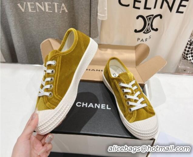 Hot Style Chanel Velvet Sneakers Yellow2 2025 CH041711