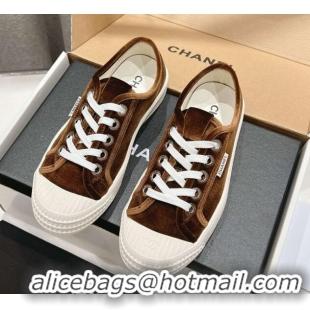 Sophisticated Chanel Velvet Sneakers Brown 2025 CH041711