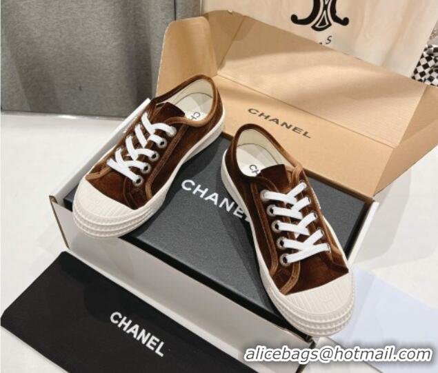 Sophisticated Chanel Velvet Sneakers Brown 2025 CH041711