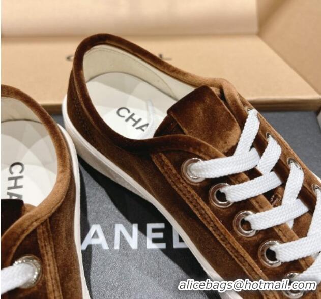 Sophisticated Chanel Velvet Sneakers Brown 2025 CH041711