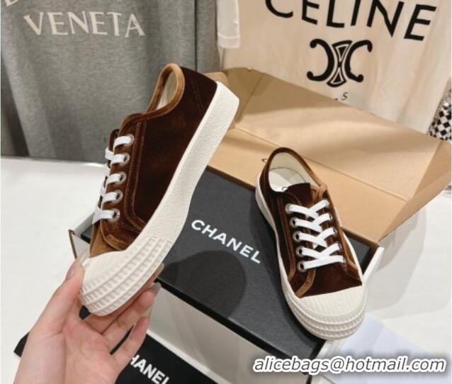 Sophisticated Chanel Velvet Sneakers Brown 2025 CH041711