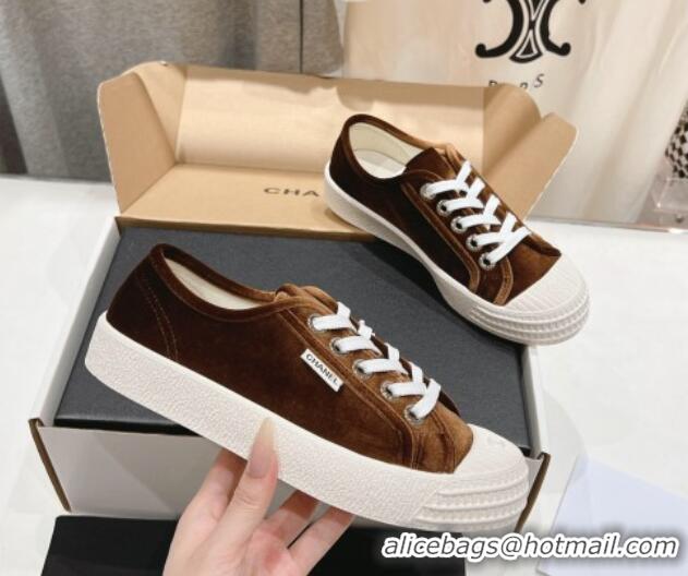 Sophisticated Chanel Velvet Sneakers Brown 2025 CH041711