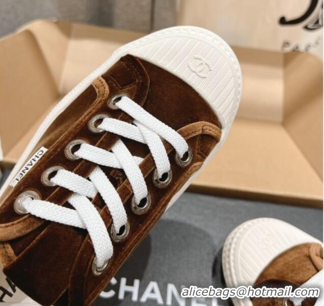 Sophisticated Chanel Velvet Sneakers Brown 2025 CH041711