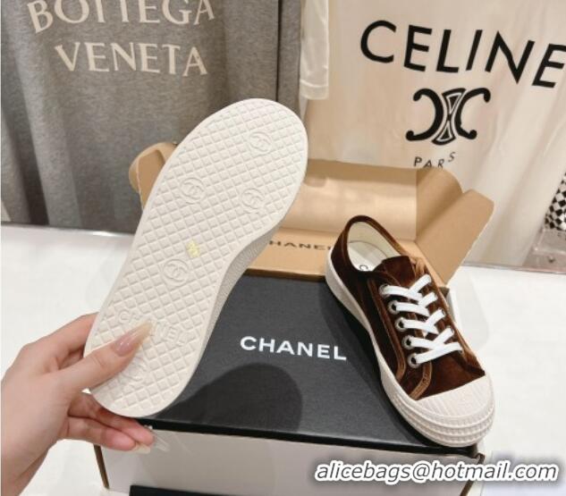 Sophisticated Chanel Velvet Sneakers Brown 2025 CH041711
