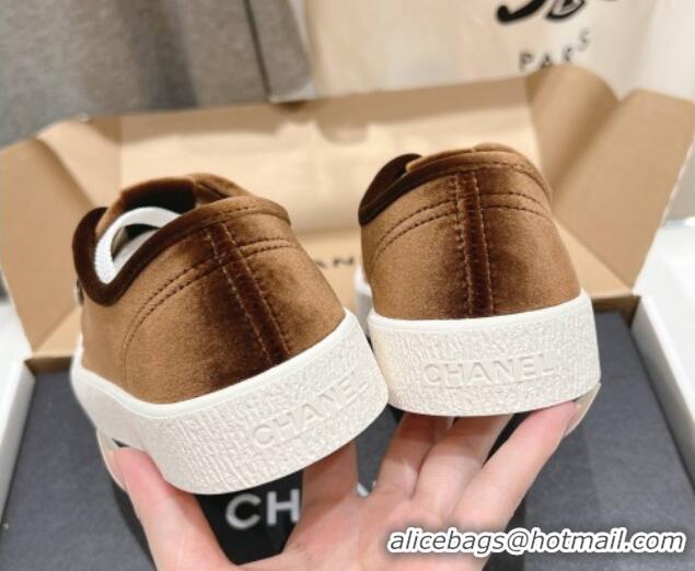 Sophisticated Chanel Velvet Sneakers Brown 2025 CH041711