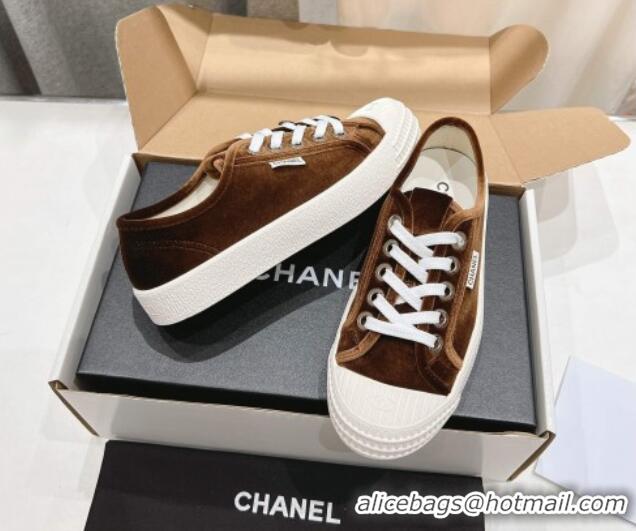 Sophisticated Chanel Velvet Sneakers Brown 2025 CH041711