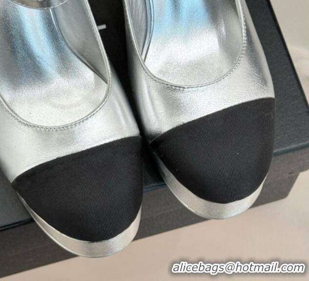 Popular Style Chanel Mary Janes in Laminated Lambskin G46433 Silver