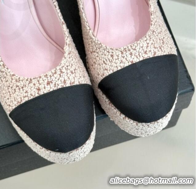 Pretty Style Chanel Mary Janes in Tweed & Grosgrain G46433 Pink