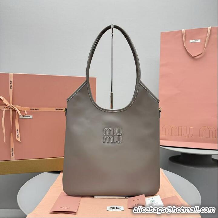 Best Product Miu Miu IVY Calfskin Leather Tote Bag 5BG231 Grey
