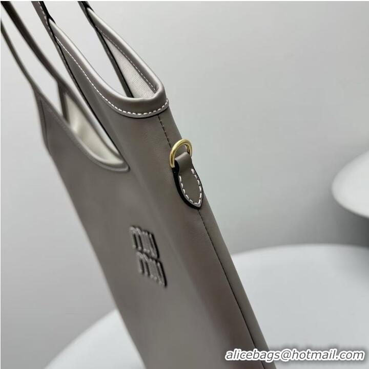 Best Product Miu Miu IVY Calfskin Leather Tote Bag 5BG231 Grey