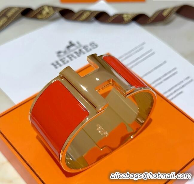Famous Brand Hermes Clic H Wide Bracelet 3.3cm H022816 Red 2025