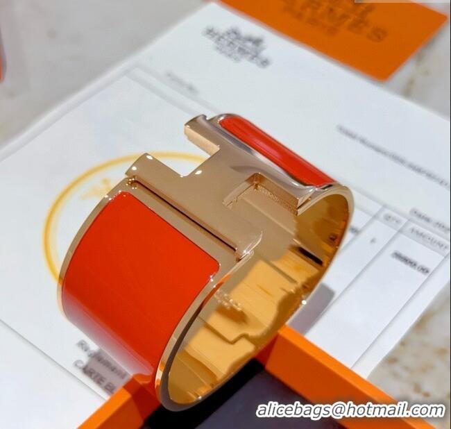 Famous Brand Hermes Clic H Wide Bracelet 3.3cm H022816 Red 2025