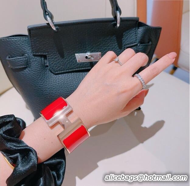 Famous Brand Hermes Clic H Wide Bracelet 3.3cm H022816 Red 2025