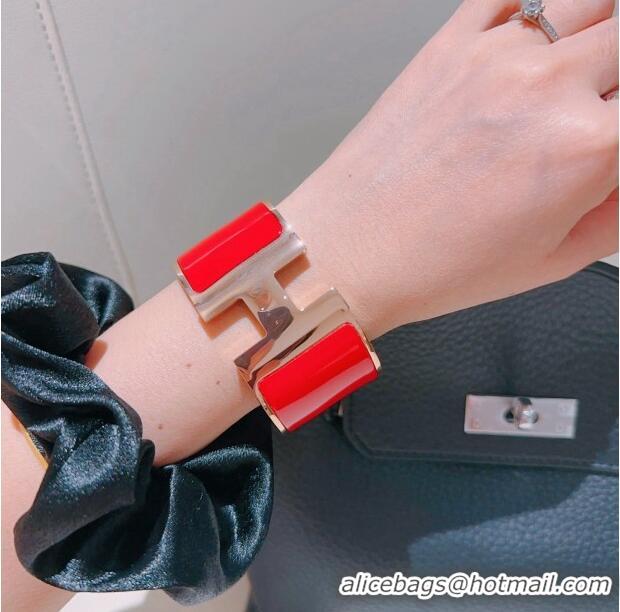 Famous Brand Hermes Clic H Wide Bracelet 3.3cm H022816 Red 2025