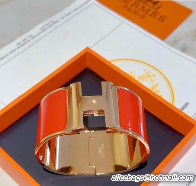 Famous Brand Hermes Clic H Wide Bracelet 3.3cm H022816 Red 2025
