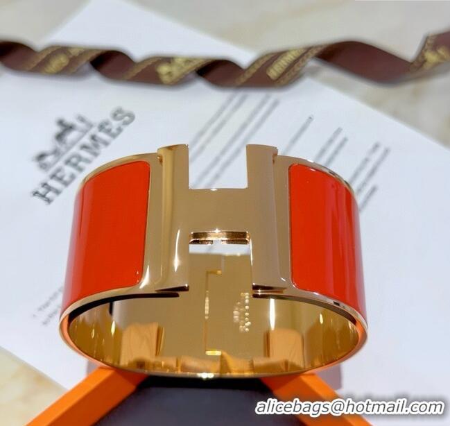 Famous Brand Hermes Clic H Wide Bracelet 3.3cm H022816 Red 2025
