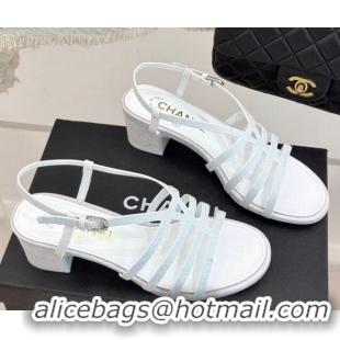 Purchase Chanel Glitters Heel Sandals 5cm Silver 2025 CH041713