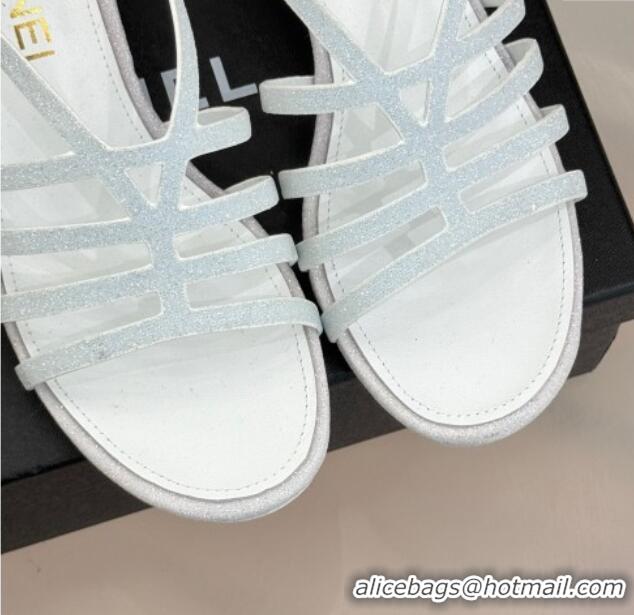 Purchase Chanel Glitters Heel Sandals 5cm Silver 2025 CH041713