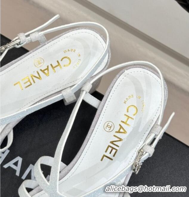 Purchase Chanel Glitters Heel Sandals 5cm Silver 2025 CH041713