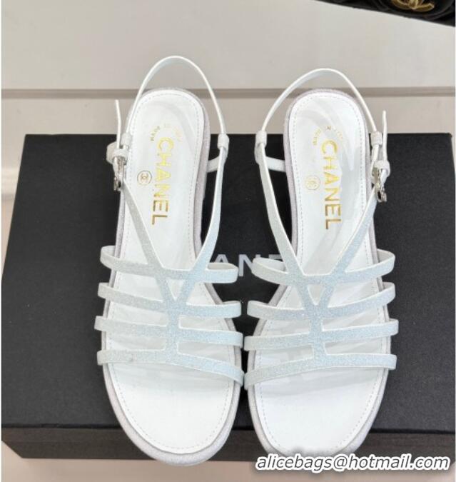 Purchase Chanel Glitters Heel Sandals 5cm Silver 2025 CH041713