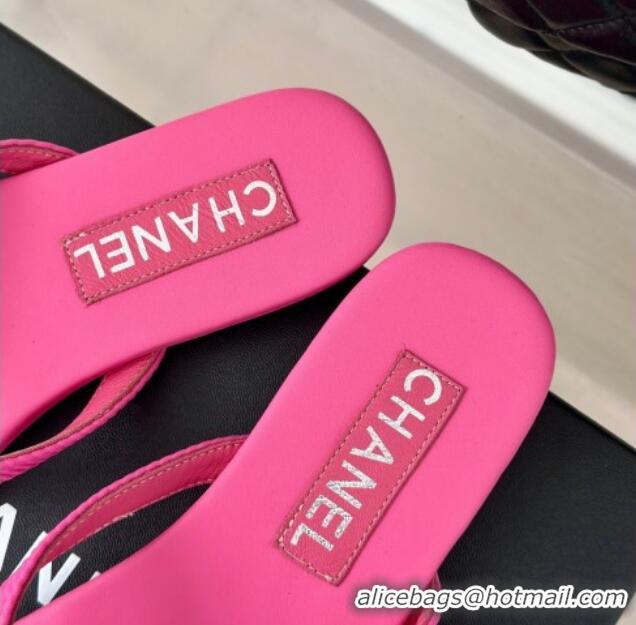 Top Design Chanel Ribbed Fabric Flat Thong Slide Sandals with Strass CC Pink 2025 G45716